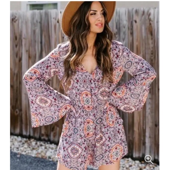 VICI Pocketed Medallion Lavender Romper - Picture 9 of 9
